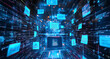 © HNXS Digital Art - Futuristic data streaming and digital analysis with glowing graphics and statistics
