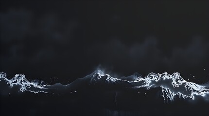 Wall Mural - Ethereal waves of light move across a dark landscape, creating a mesmerizing and mysterious scene. The bright illumination contrasts sharply with the deep black background, evoking a sense of calm 