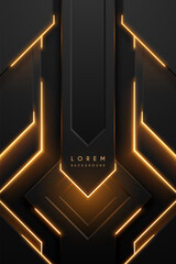 Fototapete - PrintBlack geometric shapes with golden light elemets
