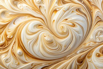 Poster - Creamy Beige & White Swirl Texture Background - Abstract Smooth Patterns