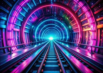 Poster - Creative Tech Startup: Innovation Tunnel with Pink & Blue Neon Lights