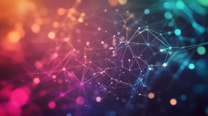 Poster - Colorful connections form an abstract network in a vibrant digital environment showcasing intricate patterns