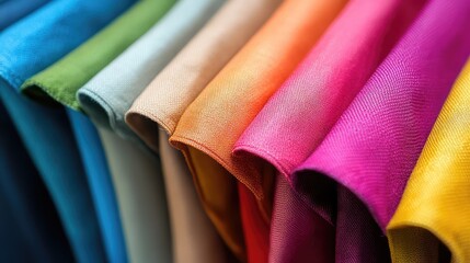 Poster - Vibrant fabric swatches in a spectrum of colors including blue, green, orange, and pink arranged neatly to showcase texture and richness.