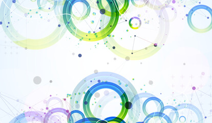 Wall Mural - Abstract background with gradient circles. Scientific, futuristic theme with plexus effect.