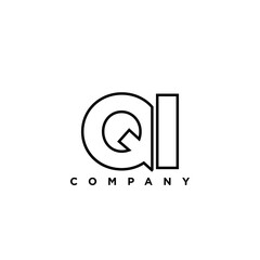 Poster - Letter Q and I, QI logo design template. Minimal monogram initial based logotype.