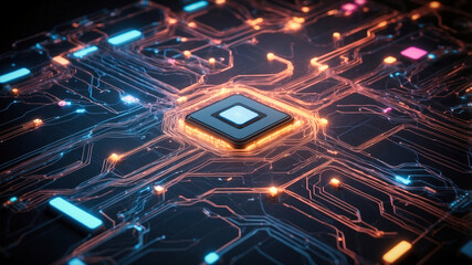 Poster - Futuristic high-tech circuit board layout