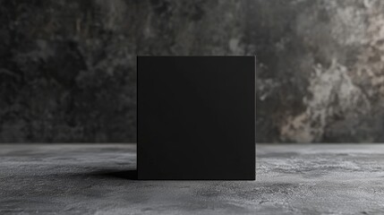 Poster - textured black metal background with minimalist black box for premium product display and branding c