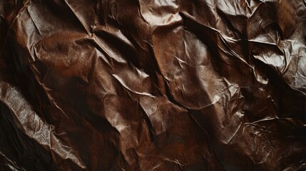 Poster - Rich Brown Leather Texture Detailed Close Up of Soft Crumpled Surface for Design and Textile Backgrounds