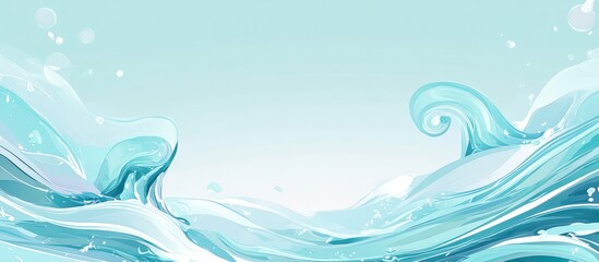 Poster - Tranquil Aqua Waves with Soft Turquoise Tones and Space for Text in a Serene Coastal Background
