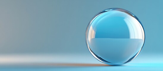 Poster - Elegant Transparent Sphere with Soft Blue Reflections on Smooth Gradient Background with Space for Text or Graphic Elements
