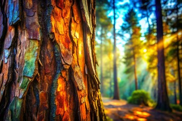 Poster - Double Exposure: Tree Bark Texture Abstract Art Photography