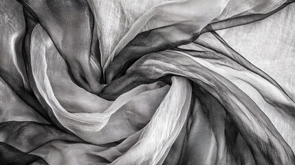 Poster - Silk fabric texture pattern in elegant black and white swirls for designer backgrounds and textile collections.