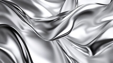 Fototapete - Elegant silver textured abstract background with flowing waves and smooth reflective surfaces, perfect for modern design projects.