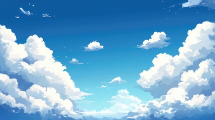 Aufkleber - Serene Sky Background Featuring Soft Fluffy White Clouds Against a Vibrant Blue Sky Ideal for Tranquil Nature Themes and Graphic Design Use