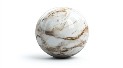 Aufkleber - Elegant marble sphere featuring intricate natural patterns against a clean white background. Ideal for design and architectural themes.