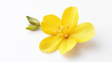 Poster - Vibrant Yellow Flower Isolated on Clean White Background Showcasing Natural Beauty and Elegance in Floral Design
