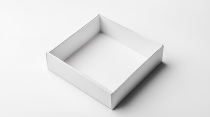 Poster - Minimalist empty white cardboard box on a pristine white background for packaging and storage concepts.