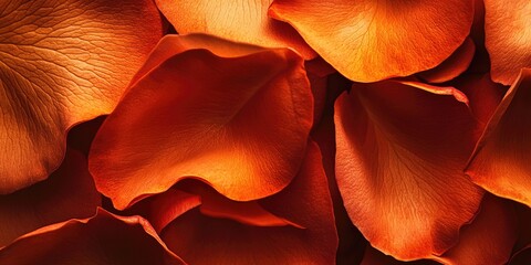 Canvas Print - Vibrant macro shot of closely layered orange rose petals showcasing rich hues and intricate textures with warm orange and subtle light contrasts.