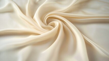 Aufkleber - Elegant soft cream fabric gracefully flowing in gentle folds showcasing smooth texture and light reflection. Perfect for luxury backgrounds.