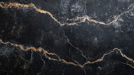 Poster - Dark marble texture with gold veining suitable for backgrounds and design projects. Elegant and sophisticated surface with rich patterns.