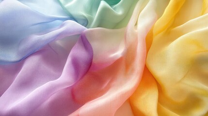 Aufkleber - Delicate pastel sheer fabrics creating a soft and colorful texture background for design and creative projects