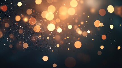 Poster - Soft bokeh lights in warm hues creating a dreamy abstract glitter background for festive and celebratory designs.
