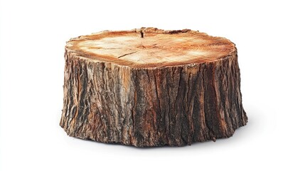 Aufkleber - Round Tree Stump Isolated on White Background Rustic Natural Wood Texture for Design and Decoration Purposes