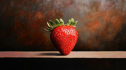 Aufkleber - Ripe Strawberry on a Minimalist Background Capturing Freshness and Vibrancy in Fruit Artistry