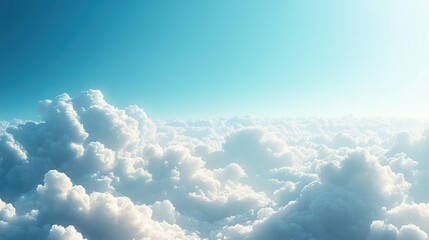 Aufkleber - Panoramic Sky and Ocean Cloudscape with Bright Blue and Soft White Clouds Over Serene Horizon Ideal for Wallpaper Backgrounds