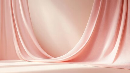 Aufkleber - Soft Draped Fabric Background Creating Elegant Space for Interior Design Showcase