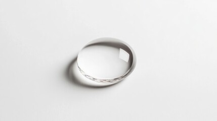 Poster - Single Droplet of Water on Smooth White Surface with Natural Light Reflection and Shadow