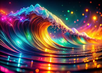 Poster - Dreamy Neon Glass Waves: Abstract Colorful Background Wallpaper - January 2024 AI Art