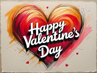 Happy Valentine's Day greeting card with a painted heart.