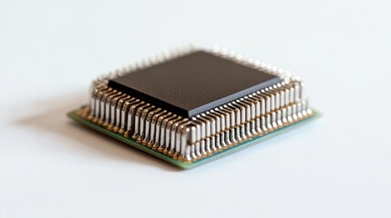 Poster - Sixty four bit microprocessor isolated on white background showcasing technological advancement in computer hardware and design