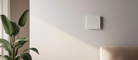 Aufkleber - Minimalist light switch design mounted on a white wall with soft lighting and greenery accentuating modern interior decor elegance