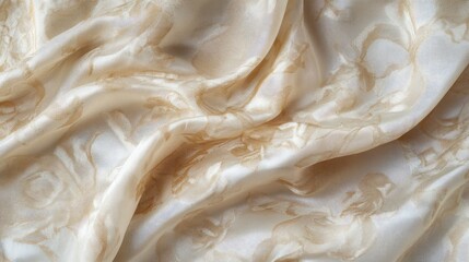 Poster - Soft silk fabric texture in white with subtle beige floral accents for elegant design applications