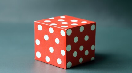 Aufkleber - Red gift box adorned with white polka dots on a minimalist background showcasing its playful and festive design