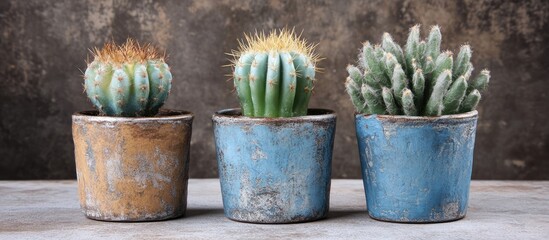 Poster - Cacti in rustic pots for stylish home decor or office accents enhancing natural aesthetics and tranquility
