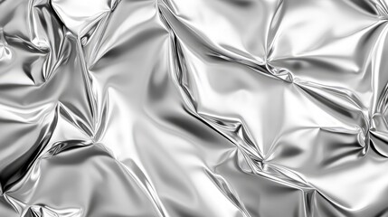 Poster - Wrinkled silver foil texture background with a smooth metallic appearance for modern design and creative projects