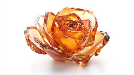 Aufkleber - orange rose sculpture artfully crafted on a clean white background highlighting intricate details and vibrant color in a minimalistic setting