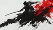 © Nataliia - Abstract ink painting of samurai warrior, dramatic black and red splashes, traditional Japanese art style, dynamic pose, intense and captivating visual impact