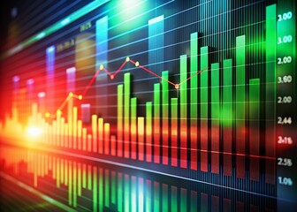 Poster - Dynamic Bar Chart: Green & Red Data Trends - High Depth of Field Stock Photo