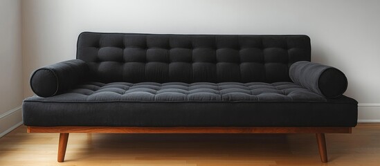 Aufkleber - Modern lounge sofa with sleek design ideal for relaxation and sleep featuring tufted upholstery and wooden legs