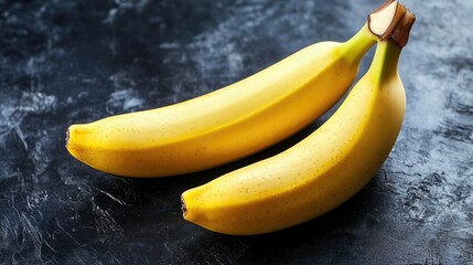 Aufkleber - Two ripe yellow bananas on a dark textured background showcasing their vibrant color and natural shapes perfect for food-related themes.
