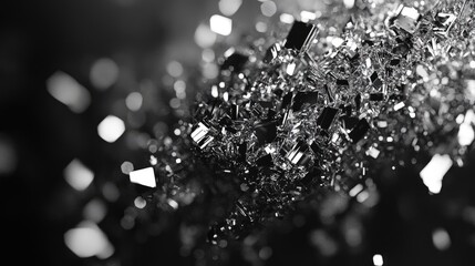 Poster - Shimmering silver and white bokeh texture with abstract crystalline elements creating an elegant and modern background design