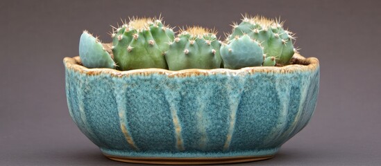 Poster - Cacti arrangement in a vibrant ceramic pot ideal for enhancing indoor gardens and stylish home decor with unique natural beauty.