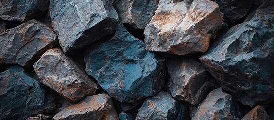 Poster - textured stone wall close up highlighting various rock sizes and natural beauty showcasing earthy to