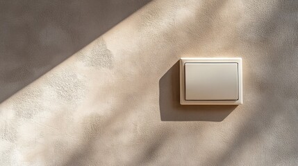 Poster - Large beige light switch on textured wall casting shadow in natural lighting atmosphere