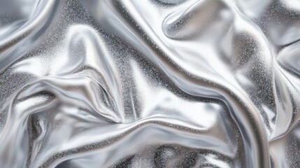 Poster - Silver and white shimmering glitter fabric texture creating an elegant abstract background for design and decorative purposes.
