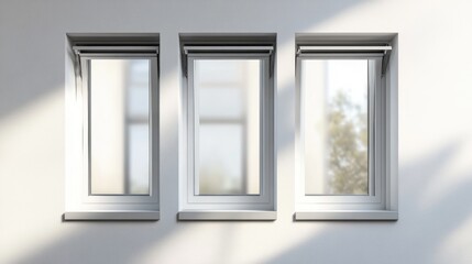 Poster - Modern aluminium frame push windows with grey awning design in a contemporary home setting showcasing elegant bathroom ventilation.